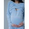 Комплект з піжама та халату вагітним та матусям з плюшевого велюру для дому та сну з секретом для годування Блакитний 2